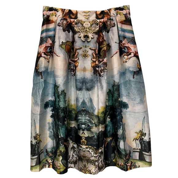 Extart & Panno Dresses & Skirts - Etxart & Panno Renaissance Rococo Art Painting Print Satin Long Skirt Fairy L 44